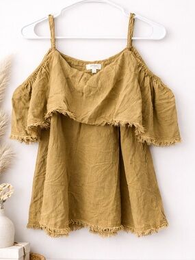 Umgee Olive Cold-Shoulder Ruffle Camisole